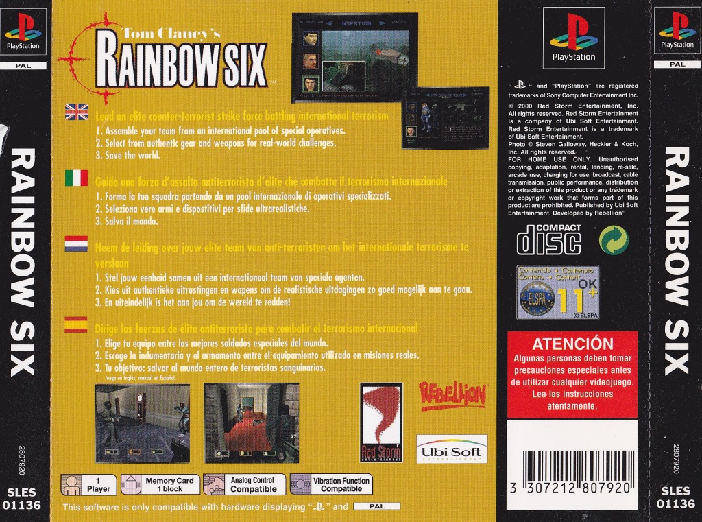 Contraportada de Rainbow Six · EU