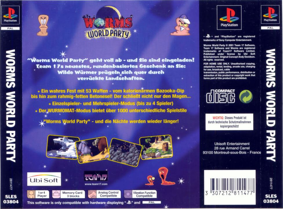 Contraportada de Worms World Party · DE