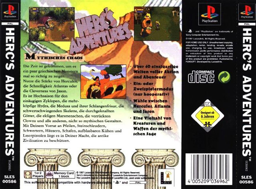 Contraportada de Herc's Adventures · DE