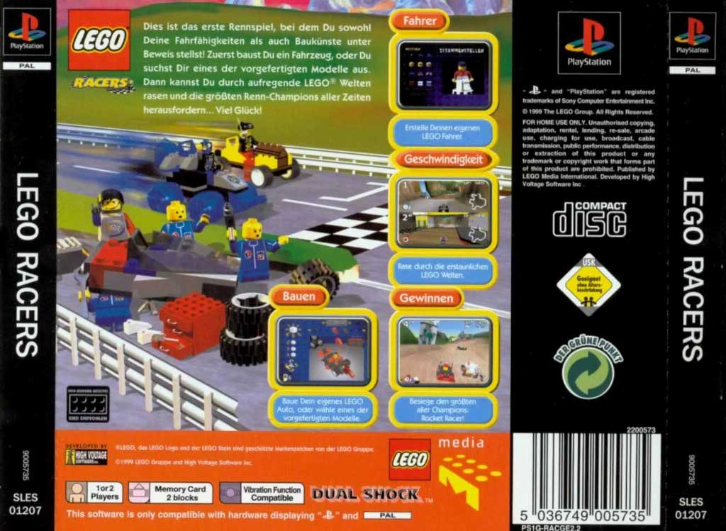 Contraportada de LEGO Racers · DE