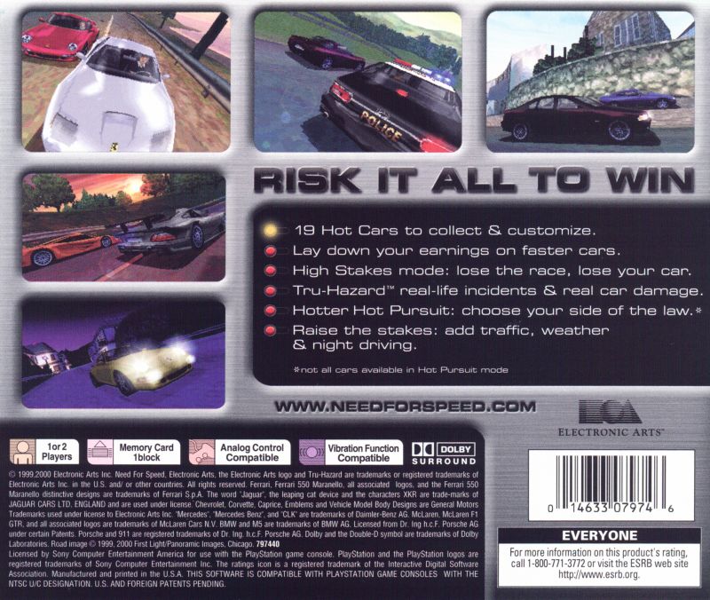 Contraportada · Greatest Hits de Need for Speed High Stakes · US