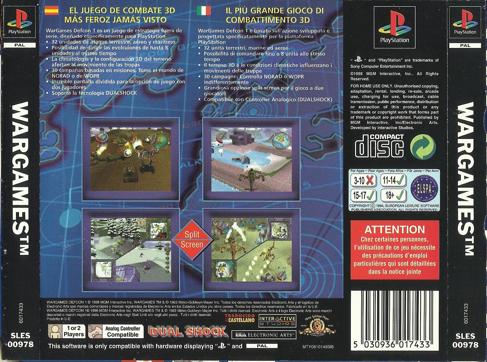 Contraportada de WarGames Defcon 1 · EU
