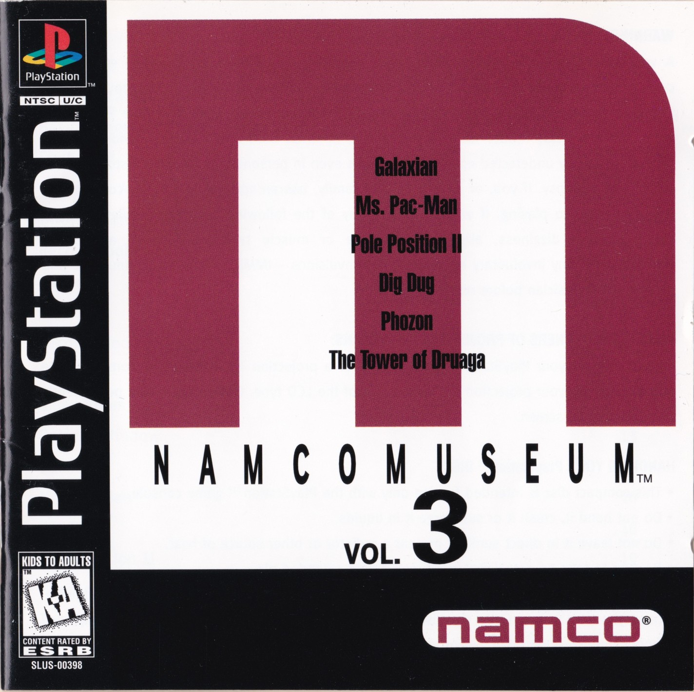 Portada de Namco Museum Vol.3 · NTSC USA