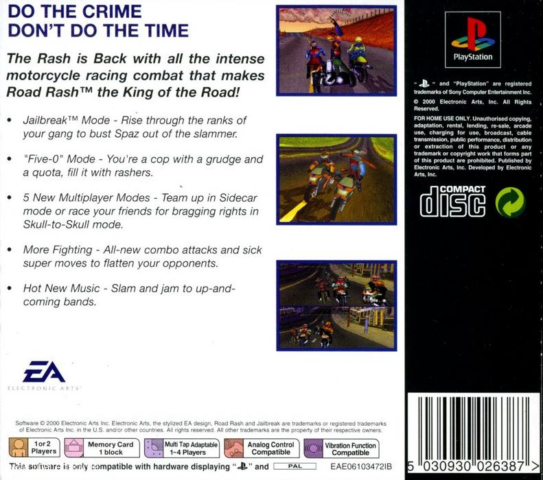 Contraportada de Road Rash Jailbreak · EU