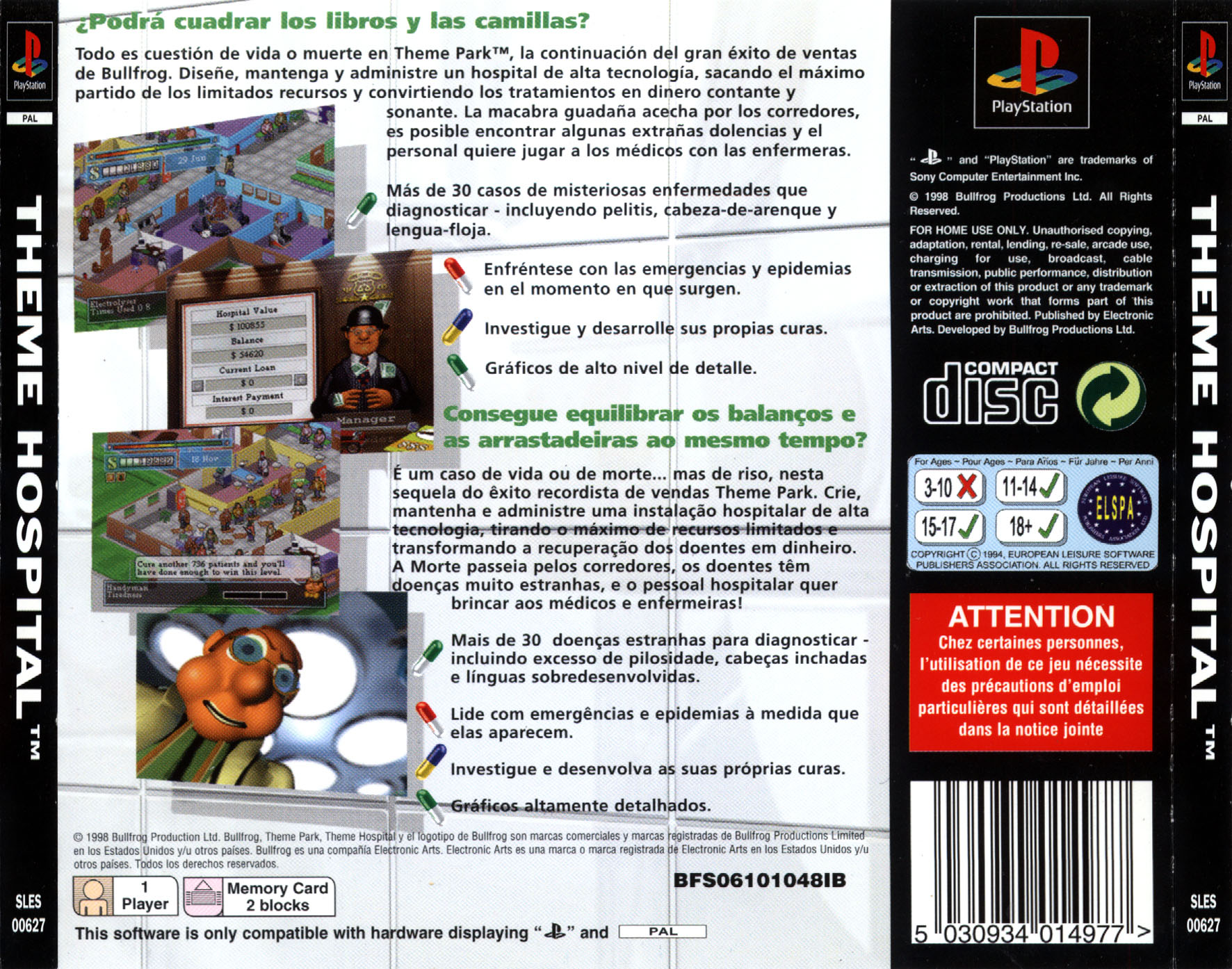 Contraportada de Theme Hospital · EU