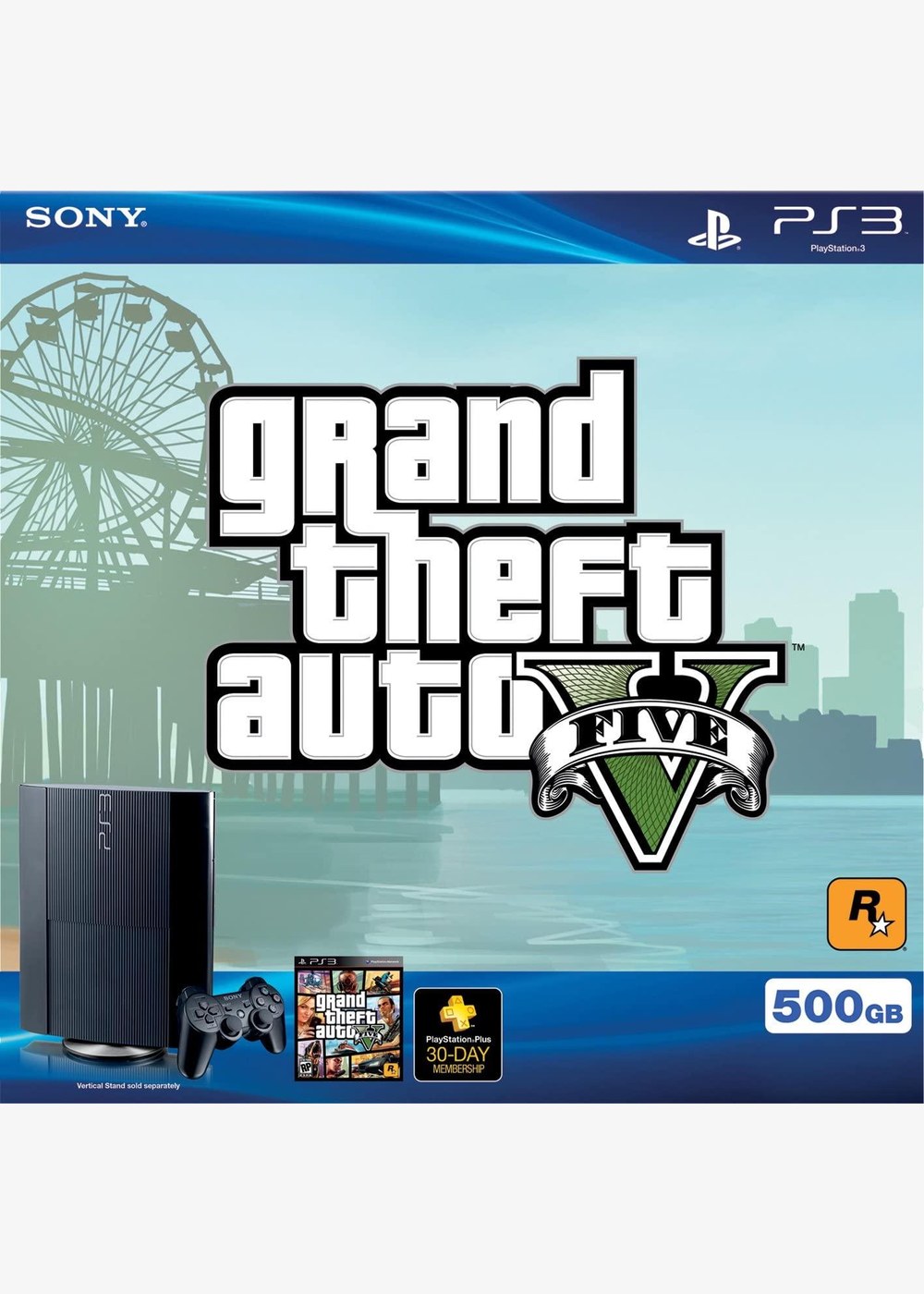 Portada de Playstation 3 500GB Super Slim Grand Theft Auto V Bundle Estándar para PS3 (US)