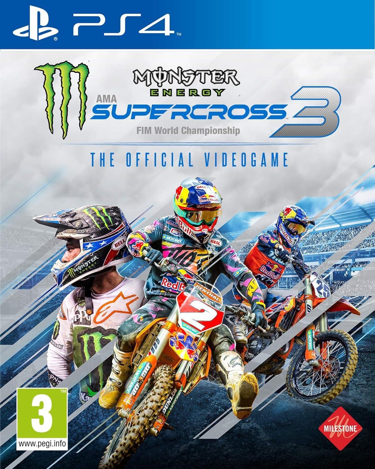 Portada de Monster Energy Supercross 3 para PS4 (PAL España)