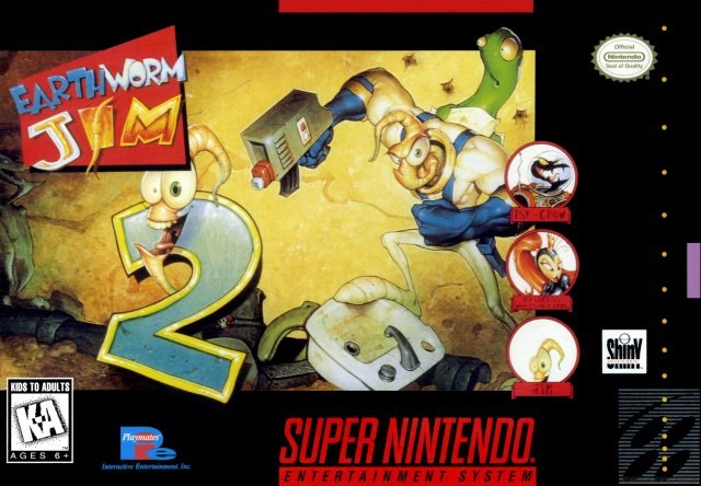 Portada de Earthworm Jim para SNES (USA)