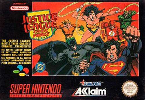 Portada de Justice League Task Force para SNES (PAL Europa)