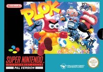 Portada de Plok para SNES (PAL Europa)